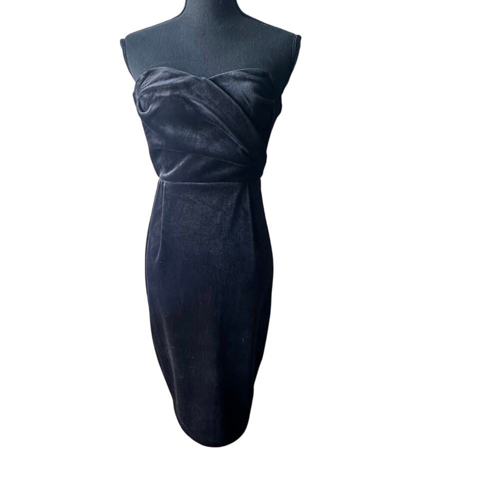 Express Velvet Sweetheart Neckline Strapless Midi Sheath Dress